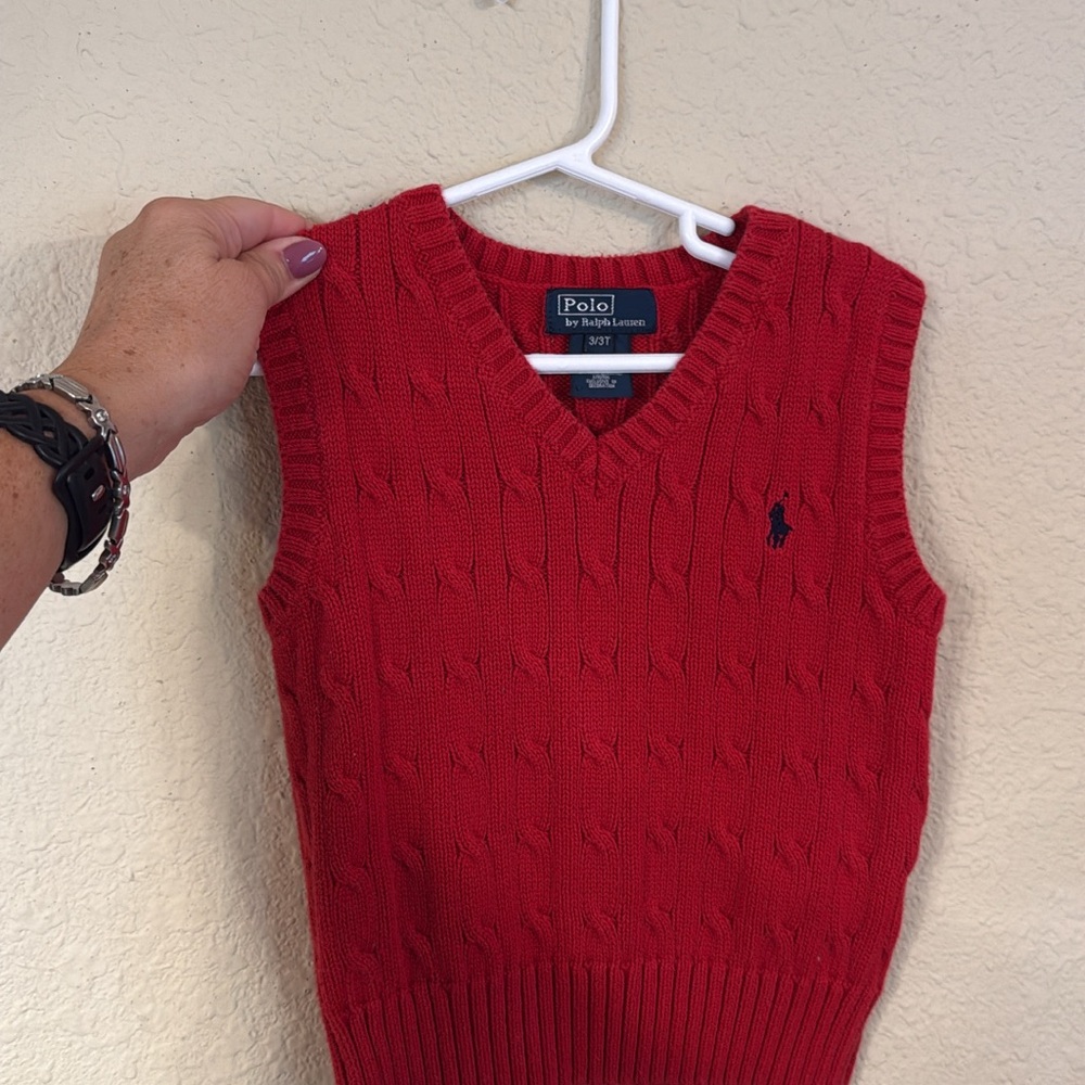 Polo by Ralph Lauren V-Neck Red Sweater Vest